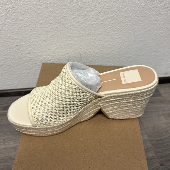 Dolce Vita Saydie Raffia Slip On Wedge Sandals Ivory Women’s - Picture 5 of 5
